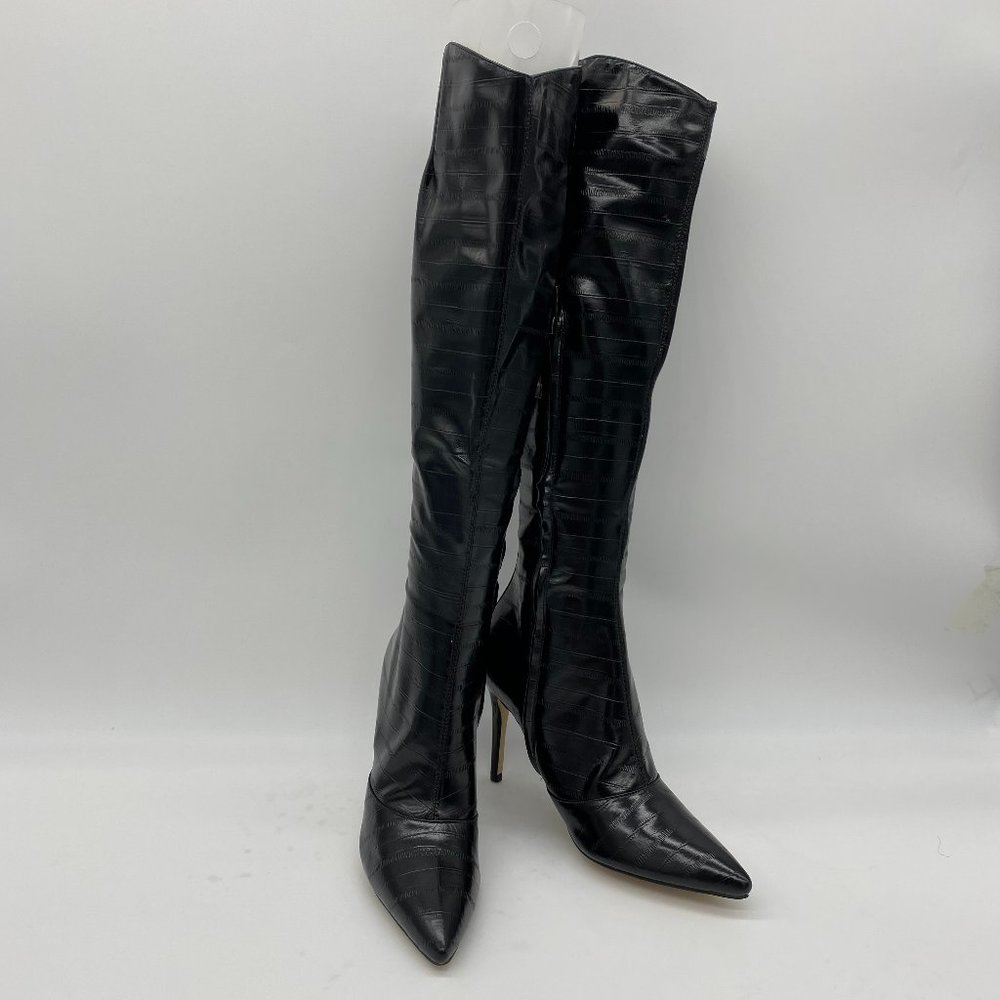 Black Pointy Toe Stilettos Long Boot Over The Knee